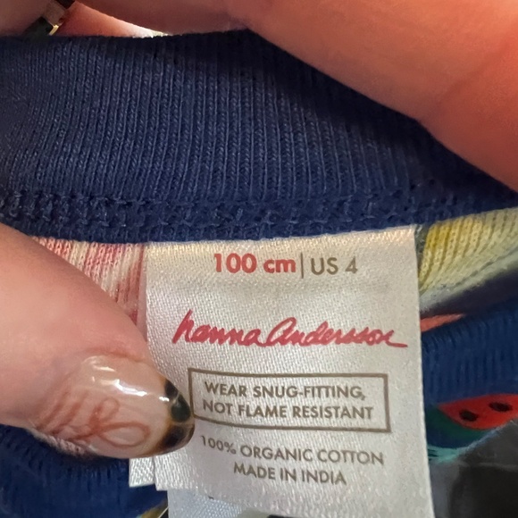 NWT Hanna Andersson fruit print short john pajama set size 4 navy multicolor - Picture 4 of 4
